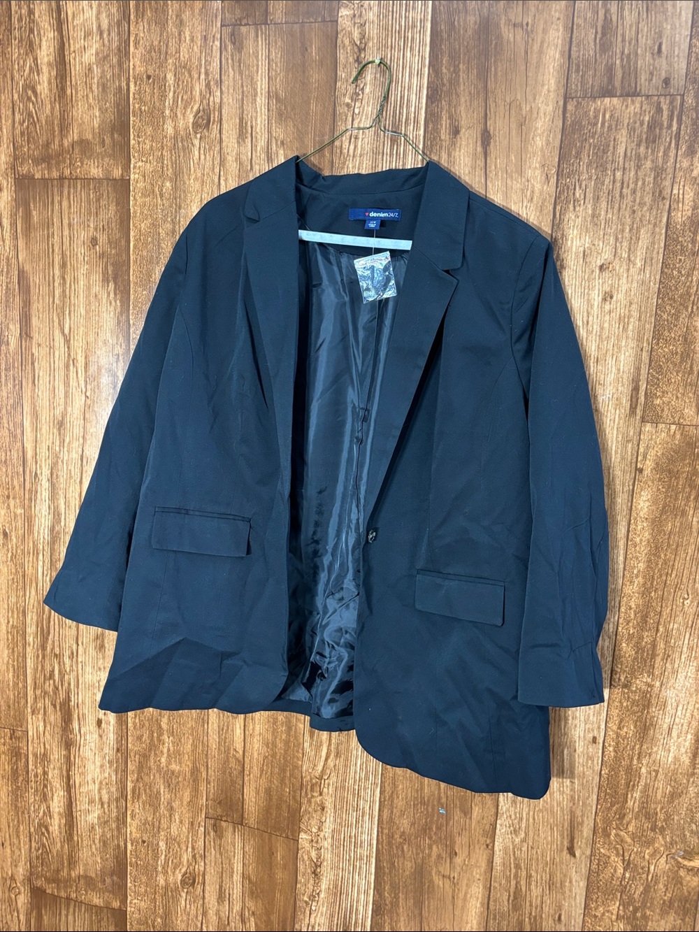 denim 24/7 Black Women's Single-Button Blazer